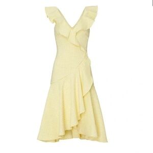 Jonathan Simkhai Yellow Gingham Ruffle Dress - Size 6